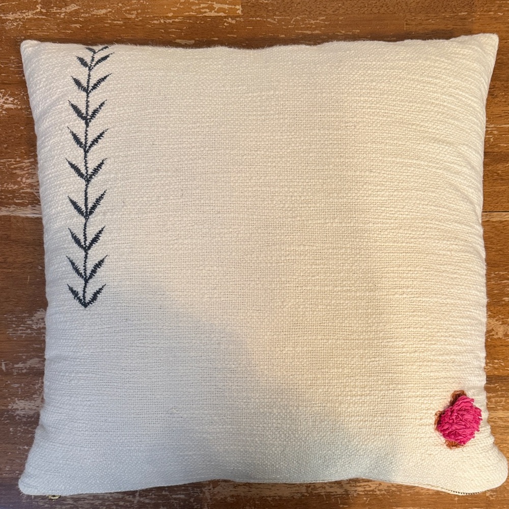 Anthropologie Colorful Embroidered Throw Pillow with insert - Picture 2 of 2